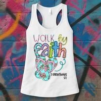 Christian Walk By Faith Flip Flops Summer Women's Tank Top thumb 3