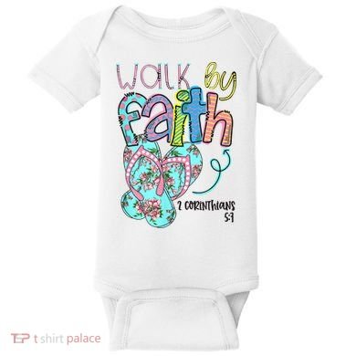 Christian Walk By Faith Flip Flops Summer Baby Bodysuit