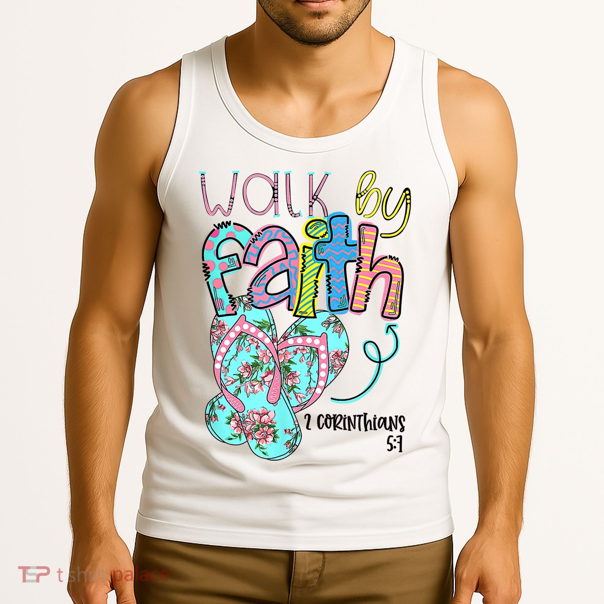 Christian Walk By Faith Flip Flops Summer Tank Top