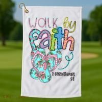 Christian Walk By Faith Flip Flops Summer Golf Towel thumb 1