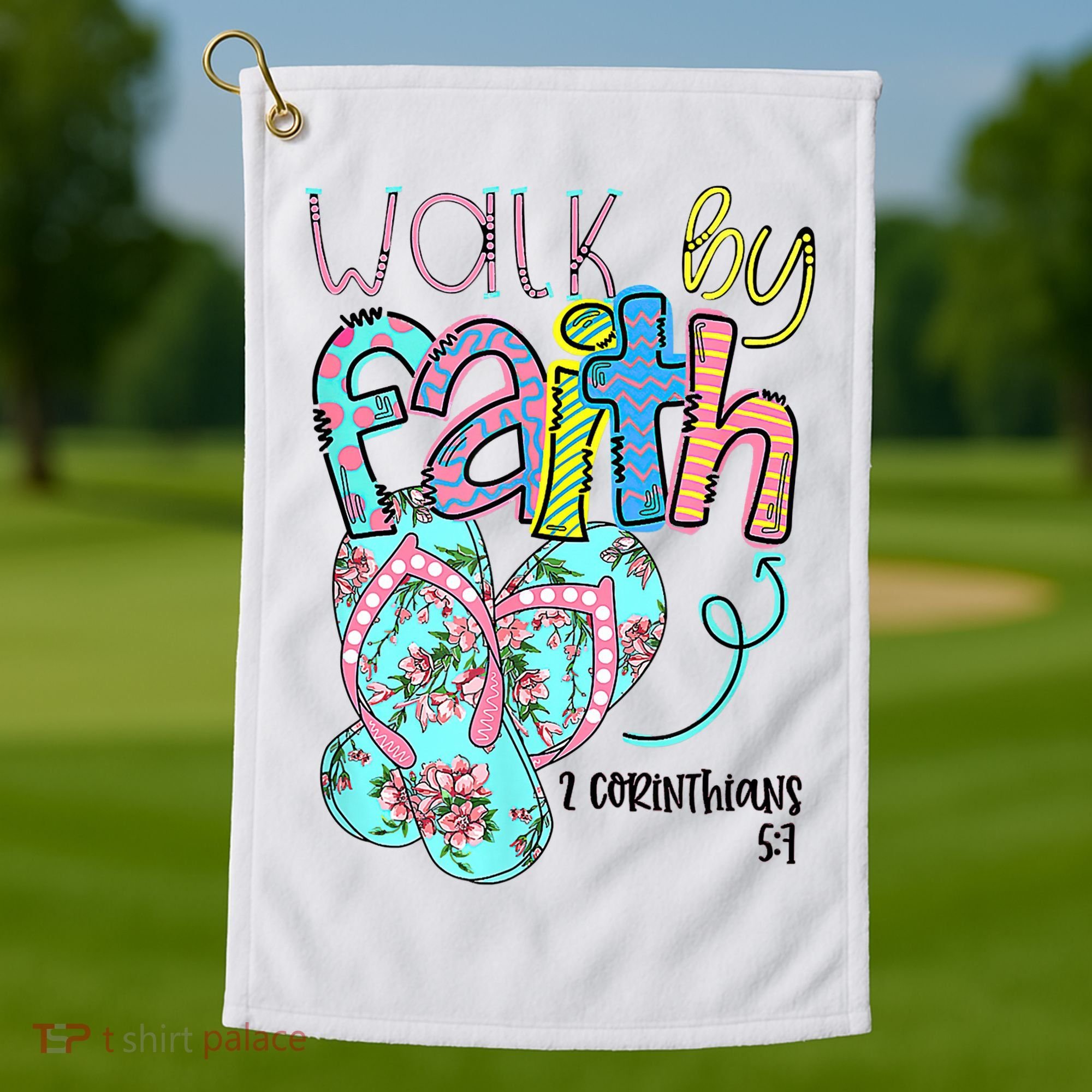 Christian Walk By Faith Flip Flops Summer Golf Towel