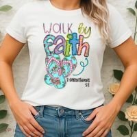 Christian Walk By Faith Flip Flops Summer Women's T-Shirt thumb 2