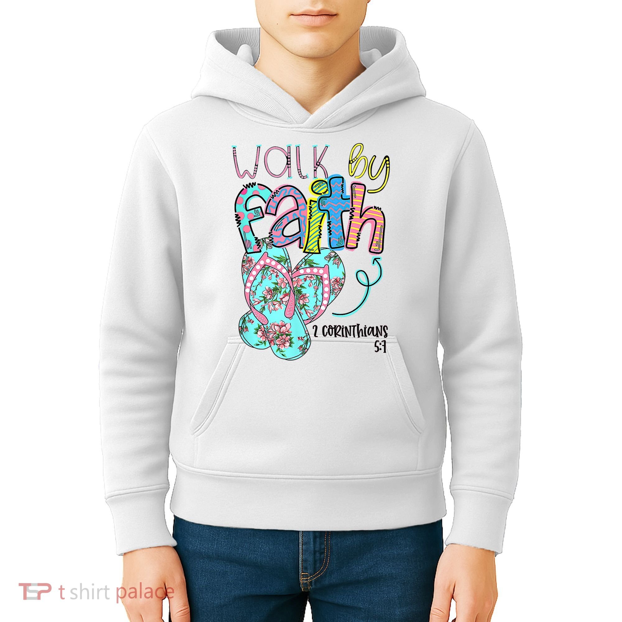 Christian Walk By Faith Flip Flops Summer Kids Hoodie