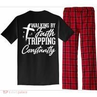 Christian Walking By Faith Tripping Constantly Pajama Set thumb 0