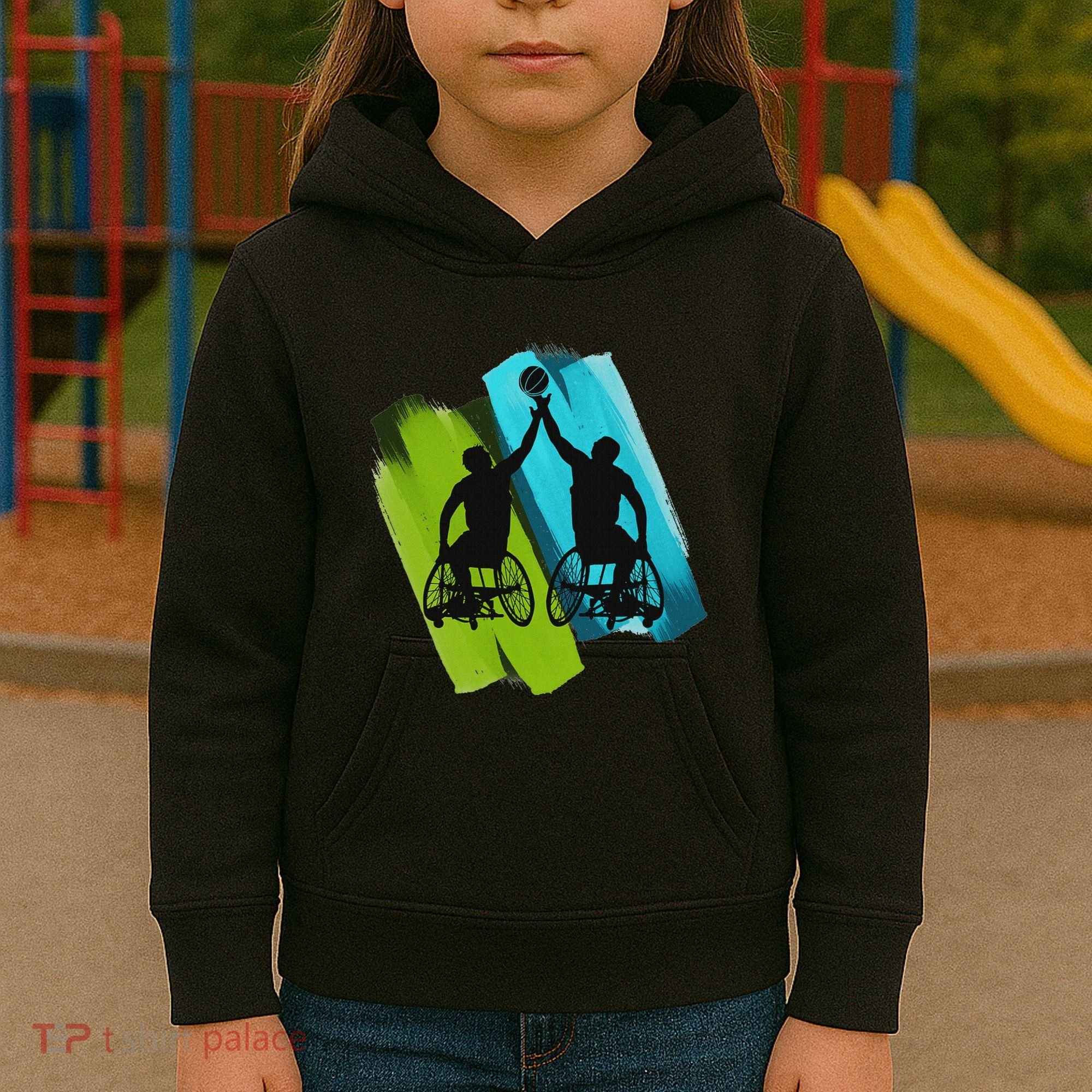 Cool Wheelchair Basketball Game Kids Hoodie