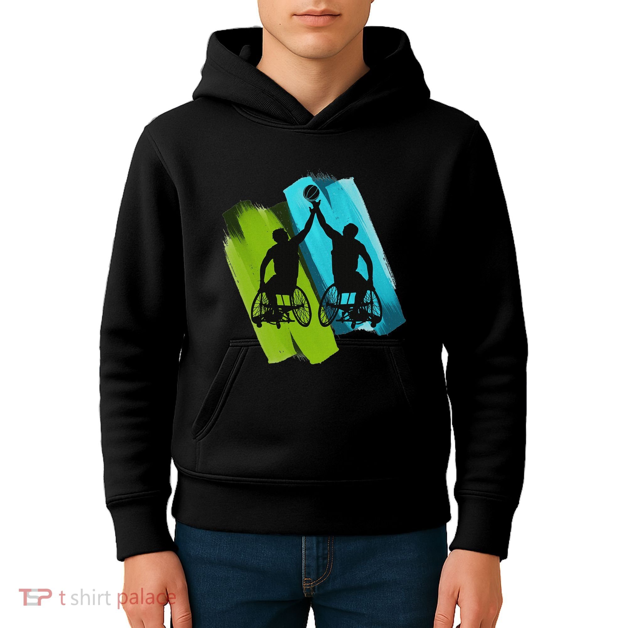 Cool Wheelchair Basketball Game Kids Hoodie