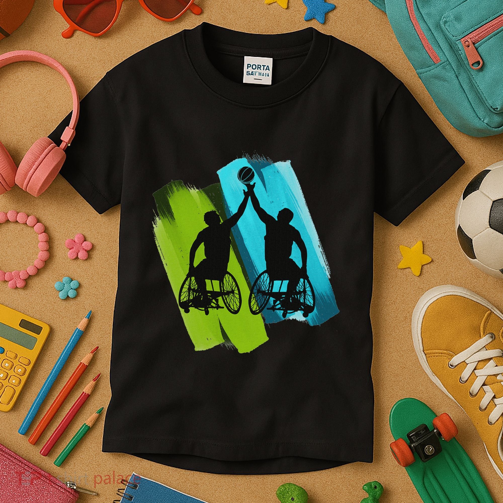 Cool Wheelchair Basketball Game Kids T-Shirt