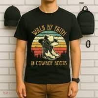 Christian Walk By Faith In Cowboy Boots Cowgirl Western T-Shirt thumb 6