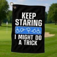 Cool Wheelchair Bound Art Cripple Handicapped Golf Towel thumb 1