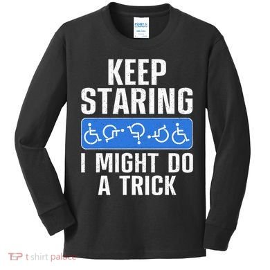 Cool Wheelchair Bound Art Cripple Handicapped Kids Long Sleeve Shirt