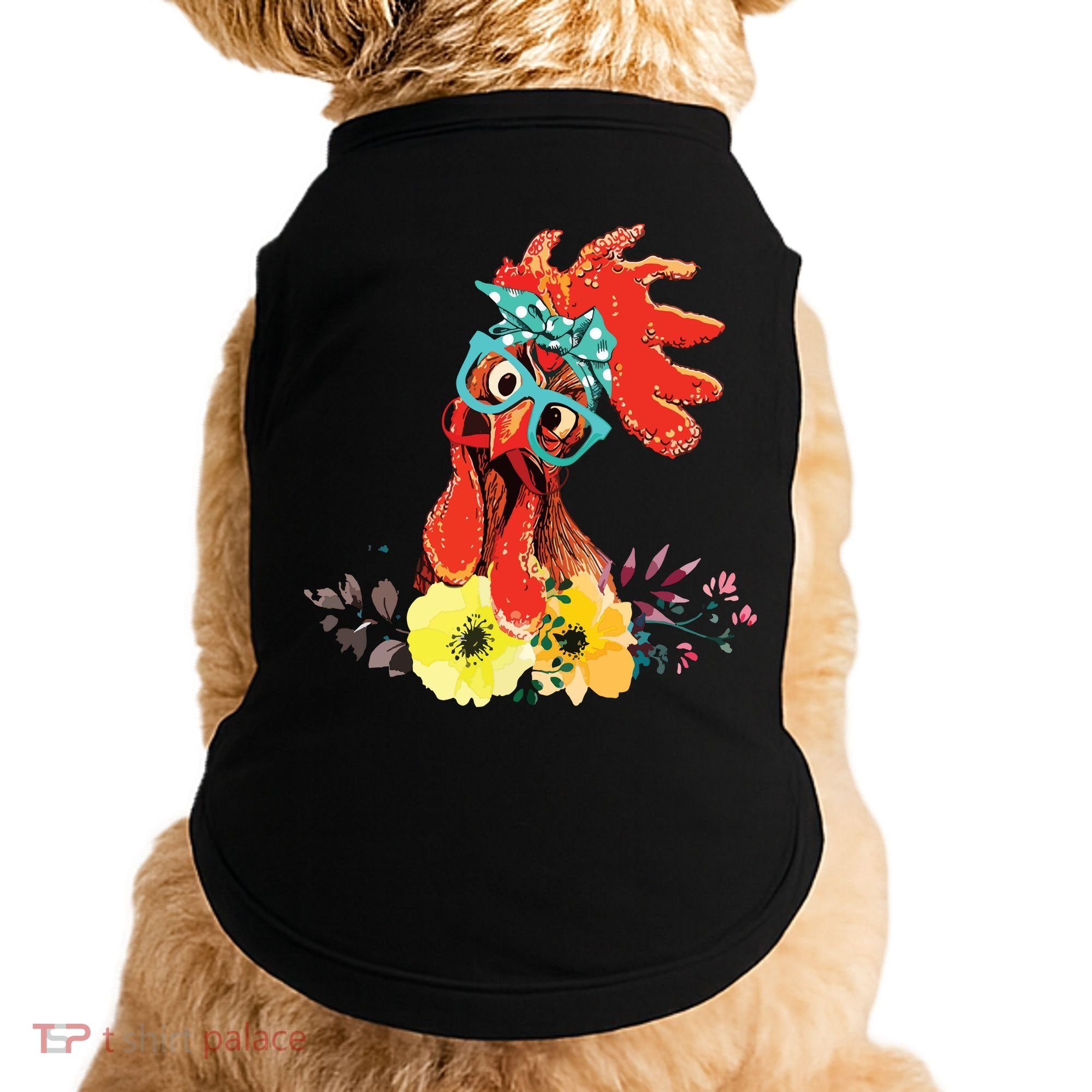Chicken With Bandana Headband And Glasses Cute Doggie Tank