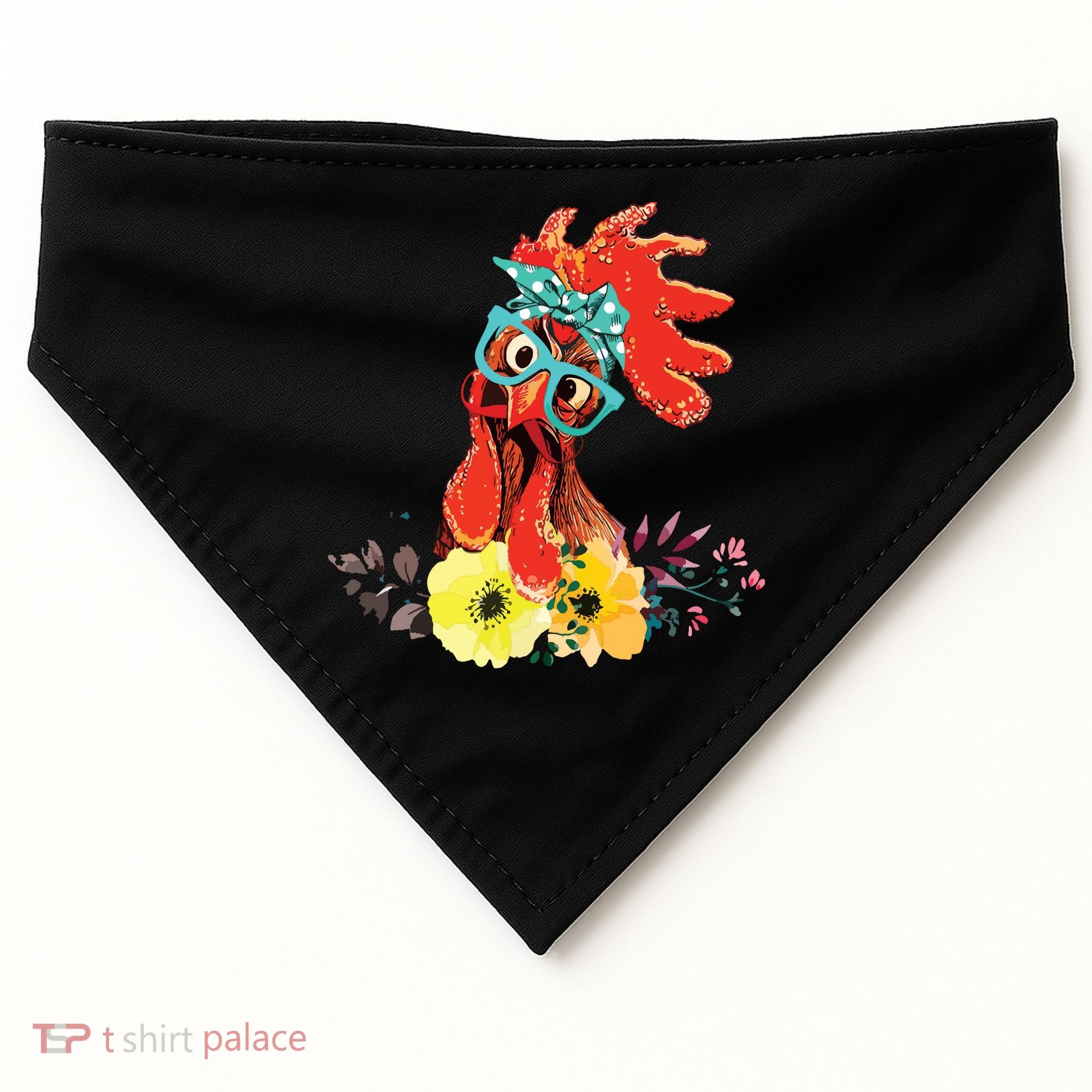 Chicken With Bandana Headband And Glasses Cute USA-Made Doggie Bandana