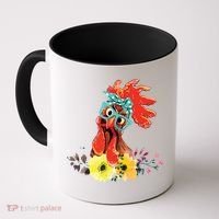Chicken With Bandana Headband And Glasses Cute Coffee Mug thumb 0