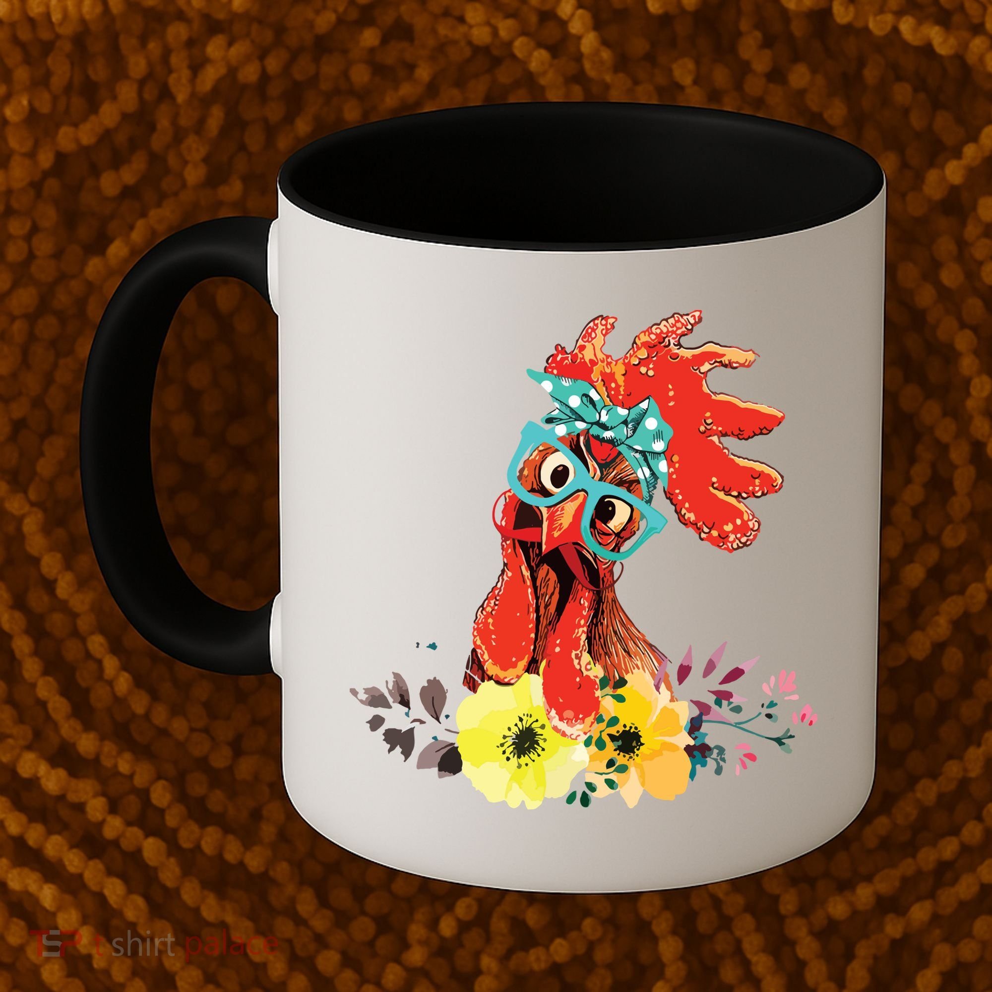 Chicken With Bandana Headband And Glasses Cute Coffee Mug
