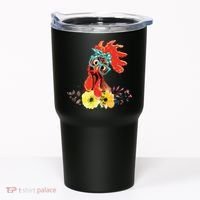 Chicken With Bandana Headband And Glasses Cute Tumbler thumb 0