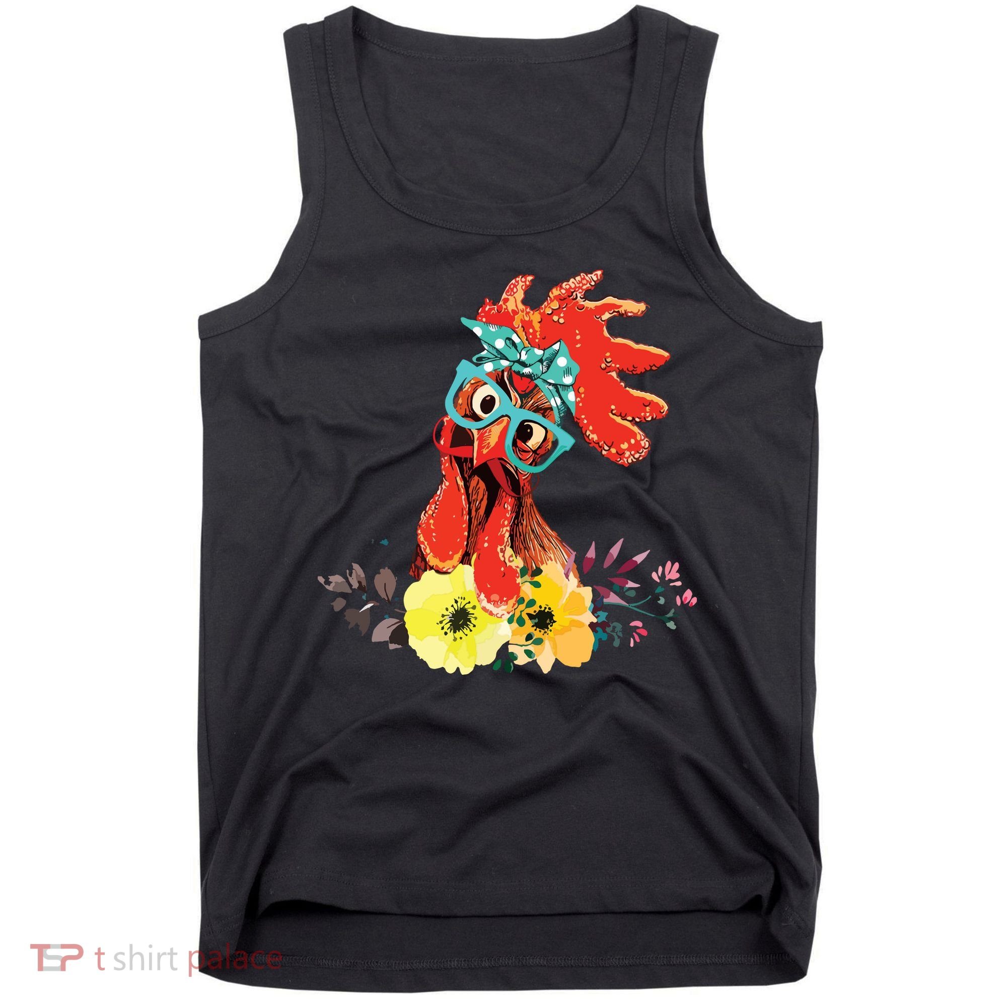 Chicken With Bandana Headband And Glasses Cute Tank Top