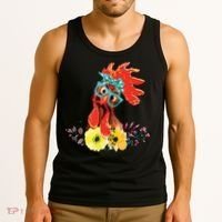 Chicken With Bandana Headband And Glasses Cute Tank Top thumb 3