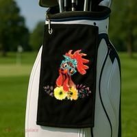 Chicken With Bandana Headband And Glasses Cute Golf Towel thumb 2