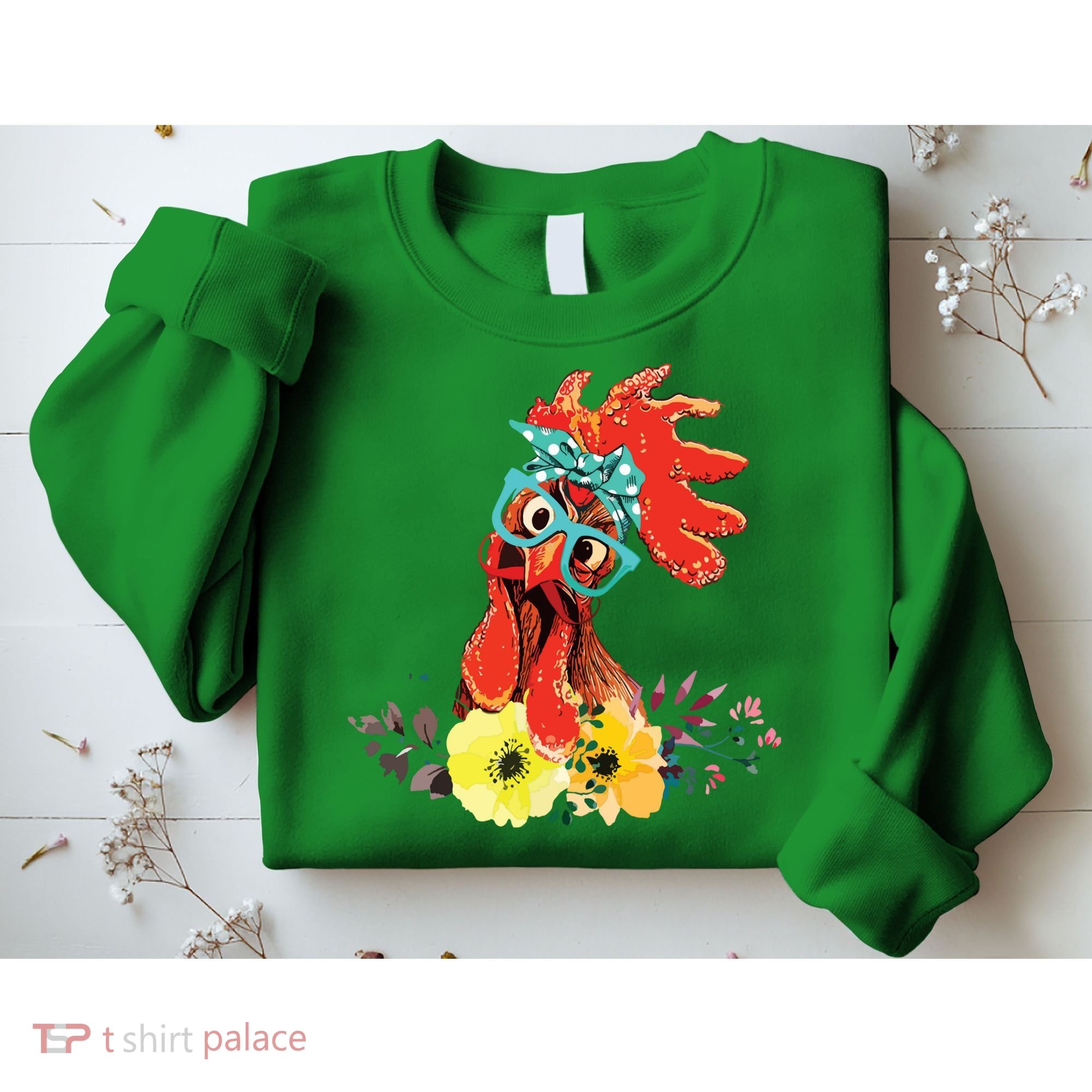 Chicken With Bandana Headband And Glasses Cute Sweatshirt