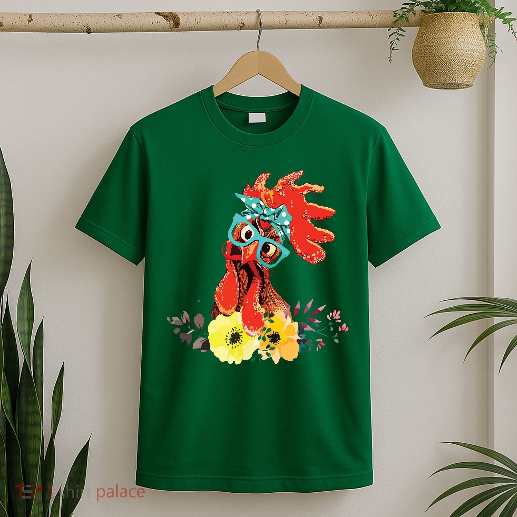 Chicken With Bandana Headband And Glasses Cute T-Shirt