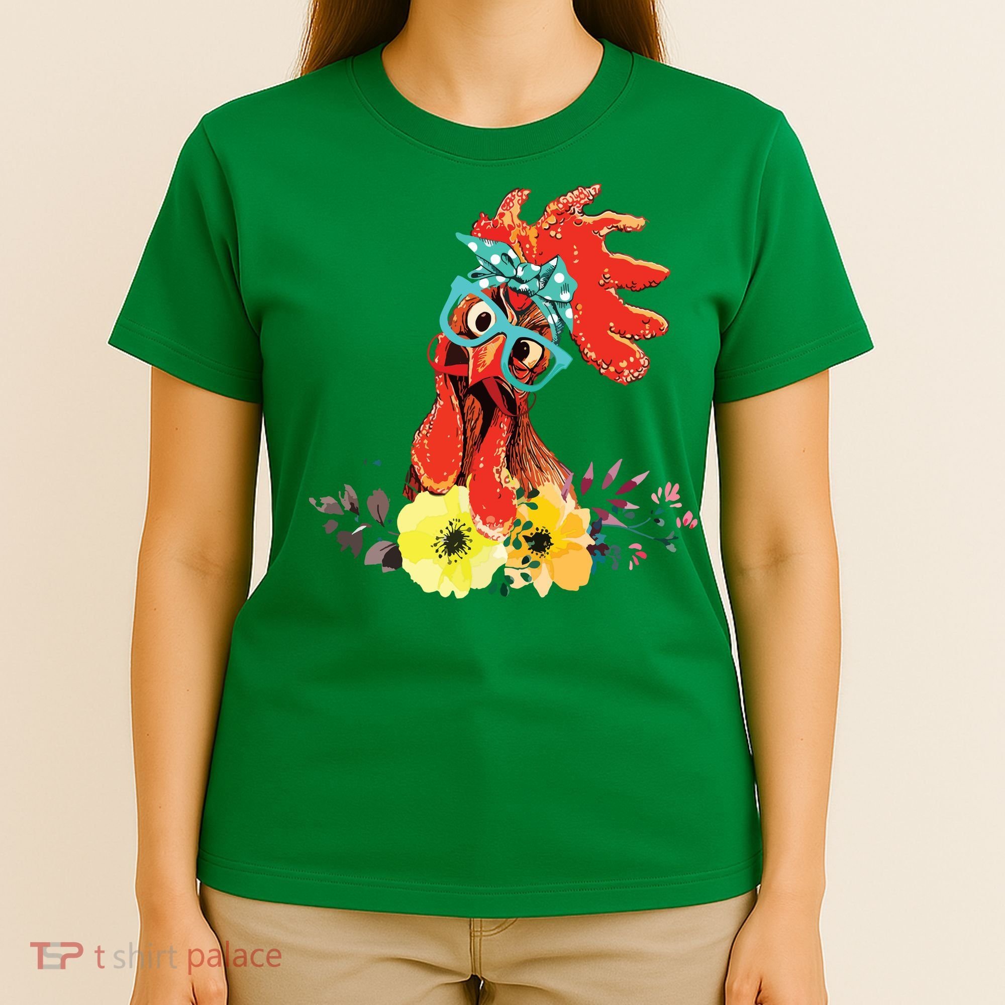 Chicken With Bandana Headband And Glasses Cute T-Shirt