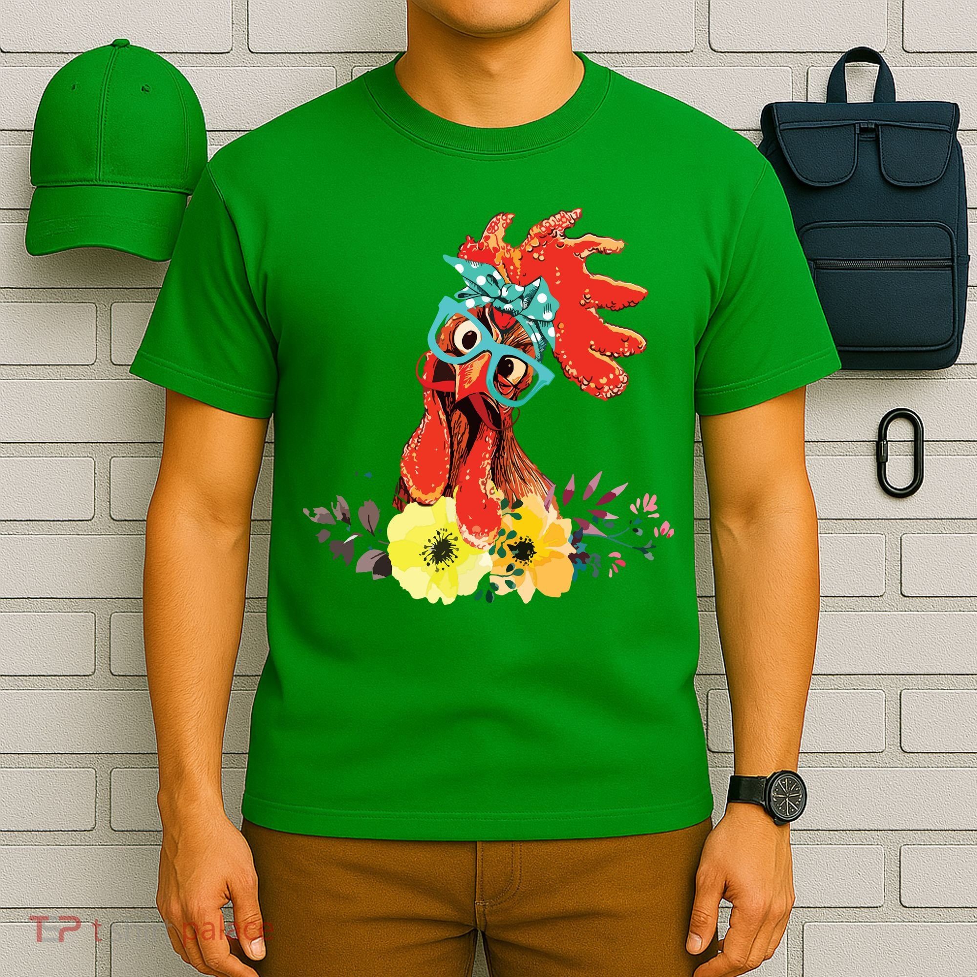 Chicken With Bandana Headband And Glasses Cute T-Shirt