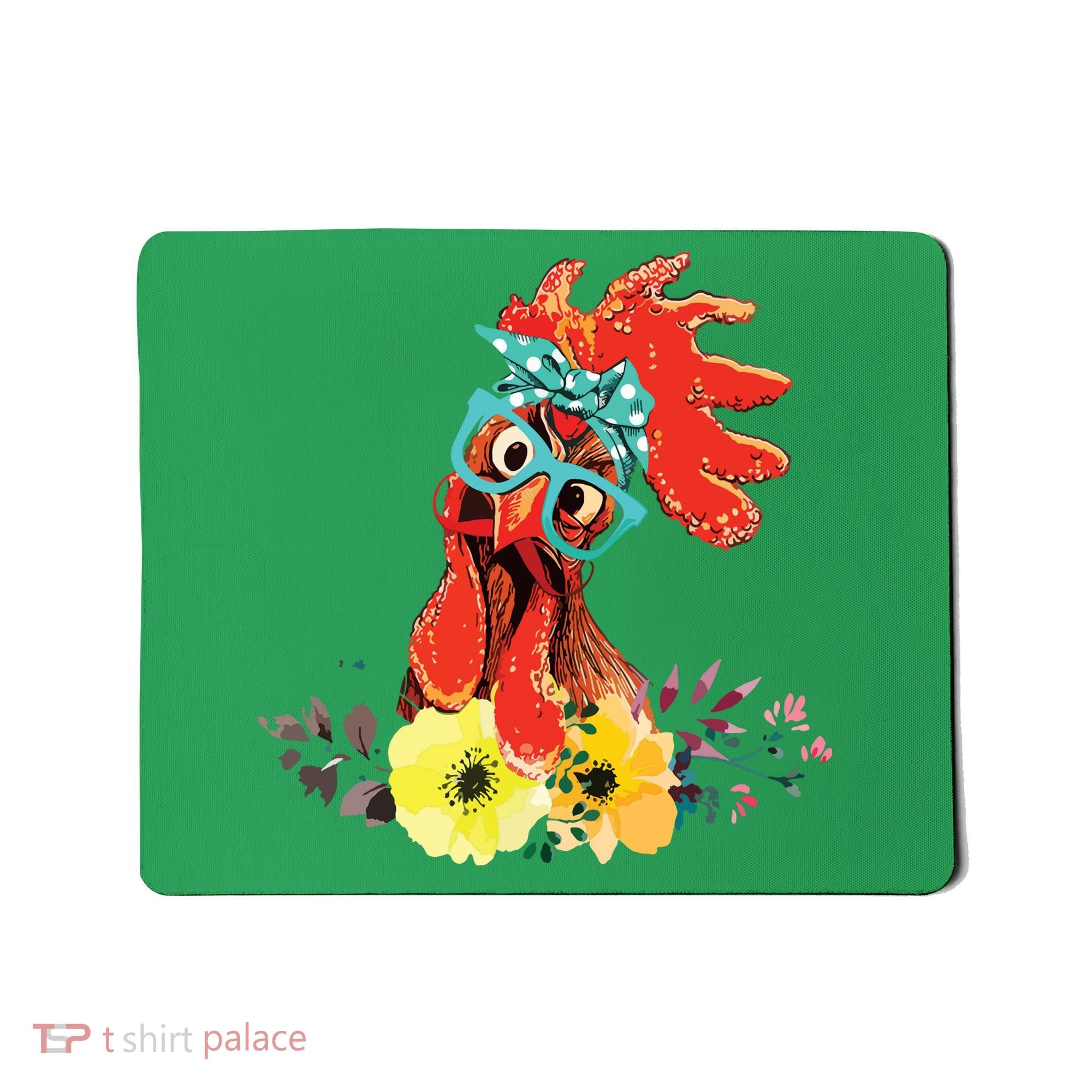 Chicken With Bandana Headband And Glasses Cute Mousepad
