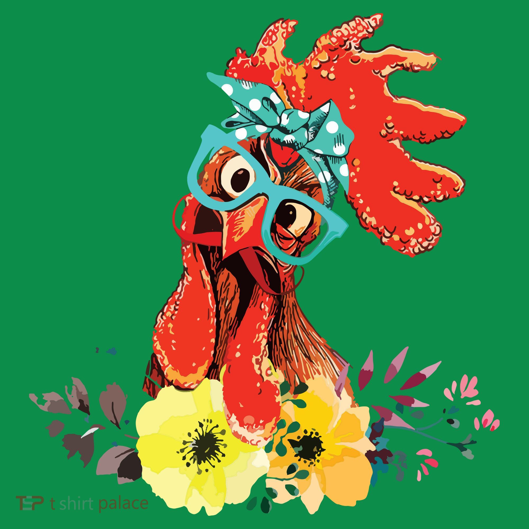 Chicken With Bandana Headband And Glasses Cute Baby Bodysuit