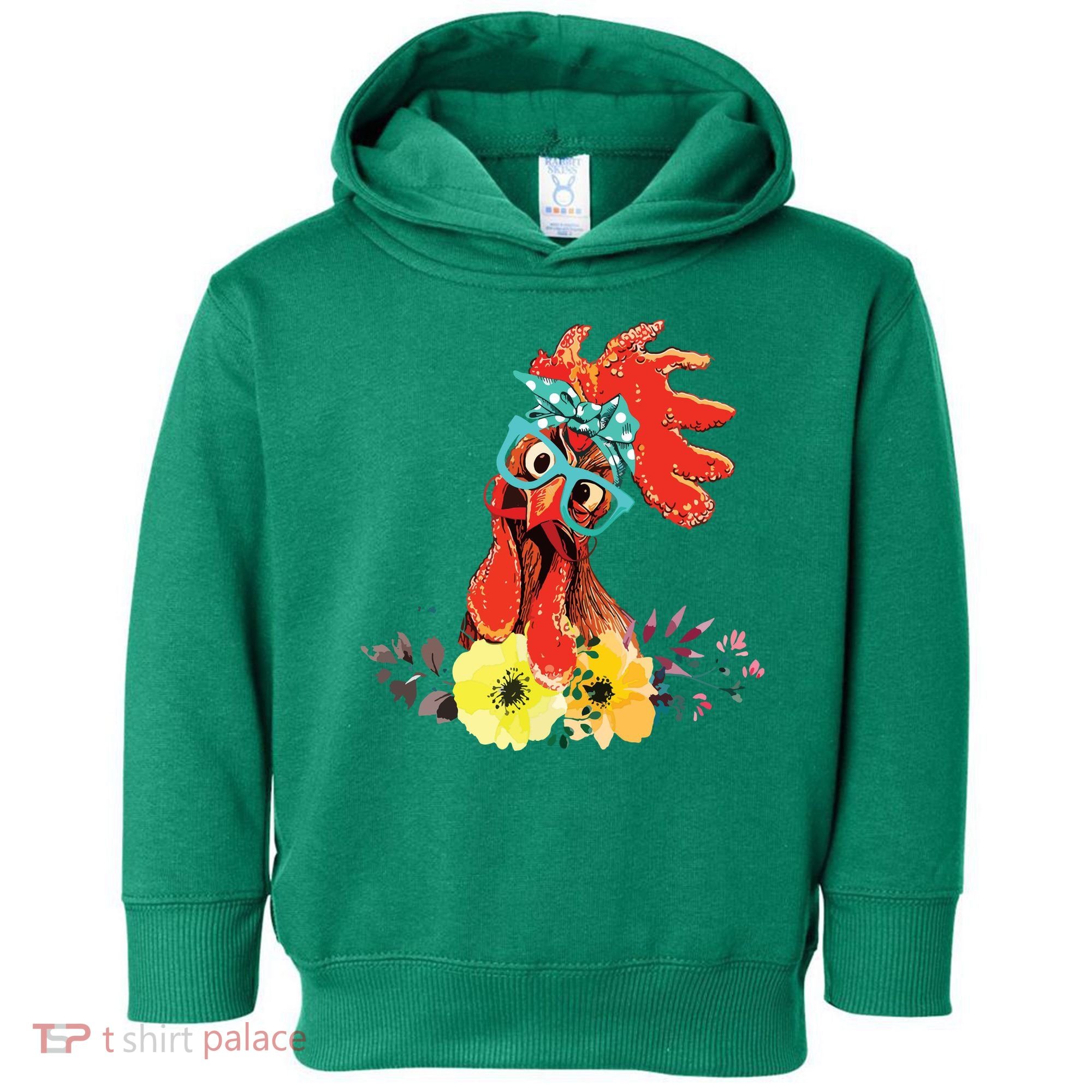 Chicken With Bandana Headband And Glasses Cute Toddler Hoodie
