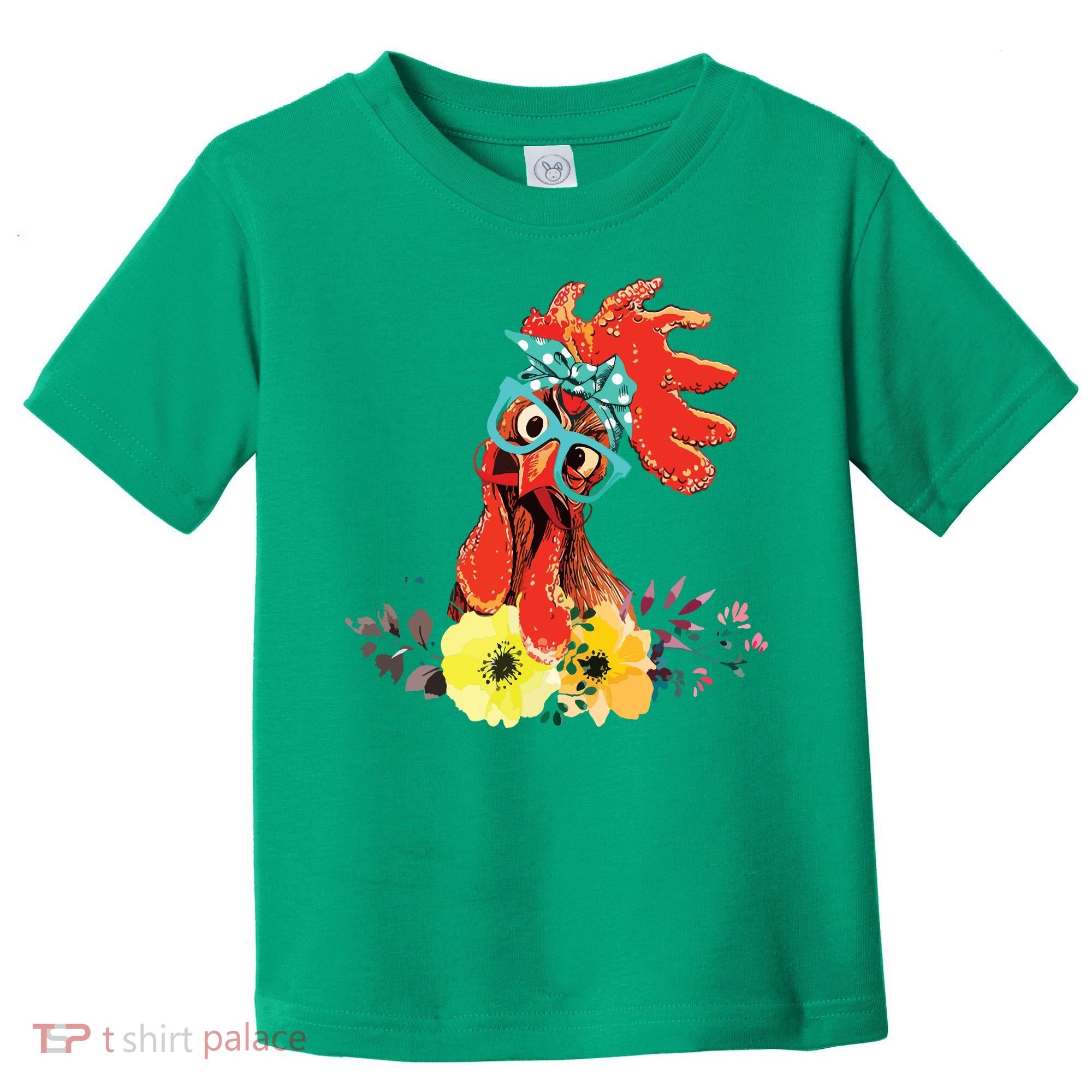 Chicken With Bandana Headband And Glasses Cute Toddler T-Shirt