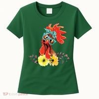 Chicken With Bandana Headband And Glasses Cute Women's T-Shirt thumb 0