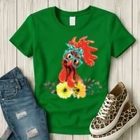 Chicken With Bandana Headband And Glasses Cute Women's T-Shirt thumb 3