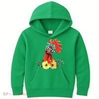 Chicken With Bandana Headband And Glasses Cute Kids Hoodie thumb 0
