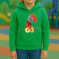 Chicken With Bandana Headband And Glasses Cute Kids Hoodie thumb 3