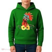 Chicken With Bandana Headband And Glasses Cute Kids Hoodie thumb 4