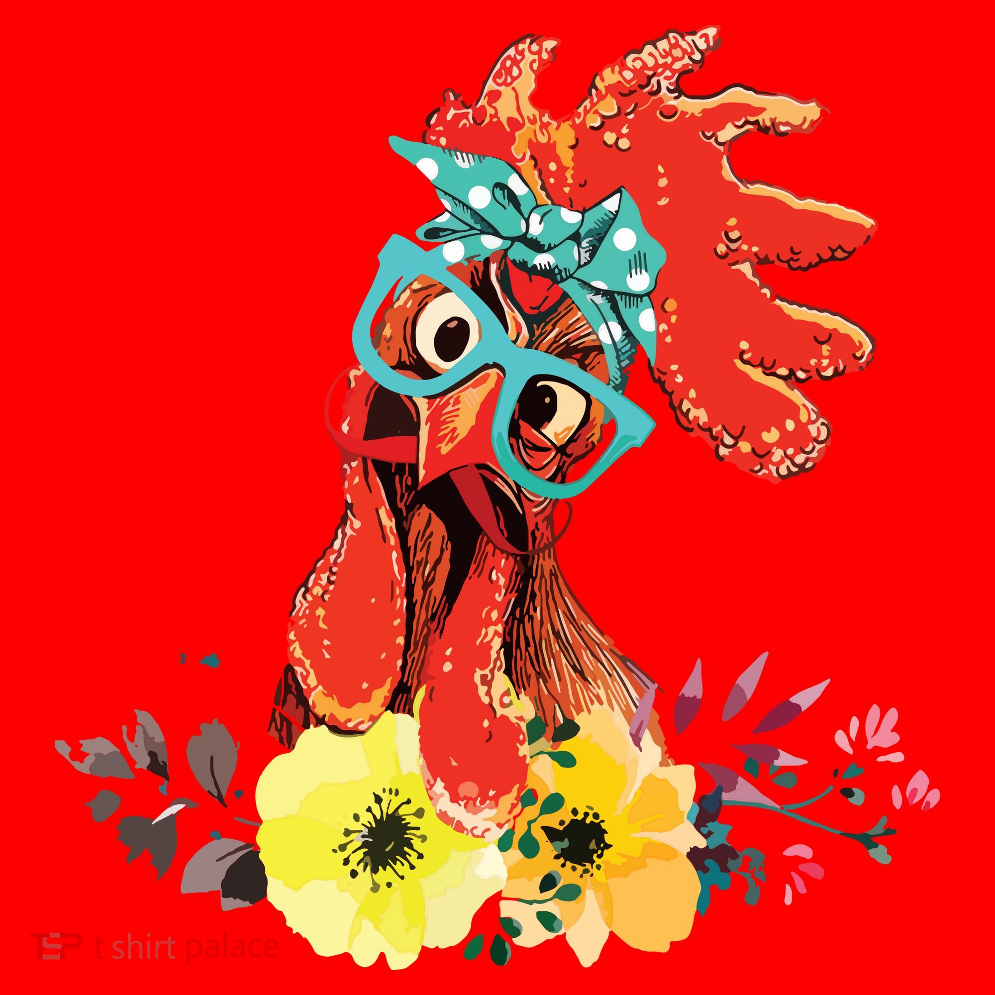 Chicken With Bandana Headband And Glasses Cute Santa Hat