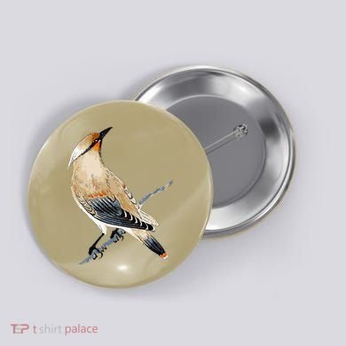 Cedar Waxwing Bird Ornithology Beautiful Songbird Button