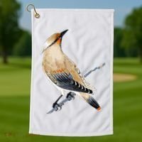 Cedar Waxwing Bird Ornithology Beautiful Songbird Golf Towel thumb 1