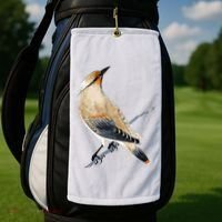 Cedar Waxwing Bird Ornithology Beautiful Songbird Golf Towel thumb 2