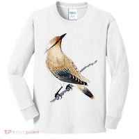 Cedar Waxwing Bird Ornithology Beautiful Songbird Kids Long Sleeve Shirt thumb 0