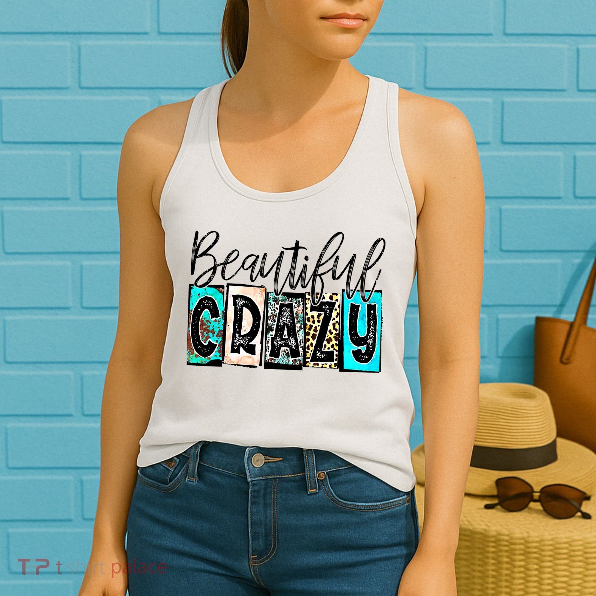 Crazy Women Beautiful Country Music Girl Western Leopard Women's Tank Top