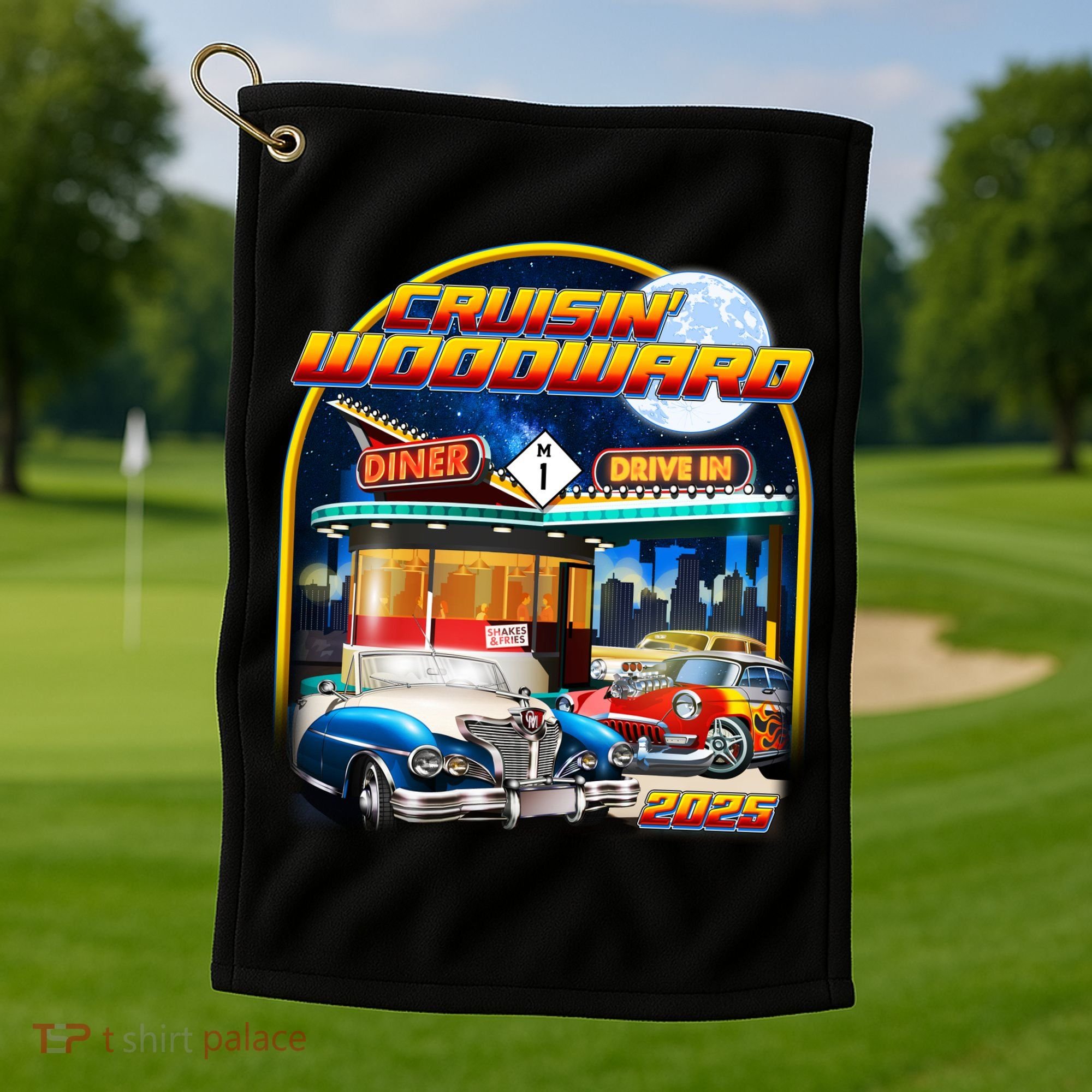Cruisin Woodward Classic Cars Drive In Diner 2025 Golf Towel