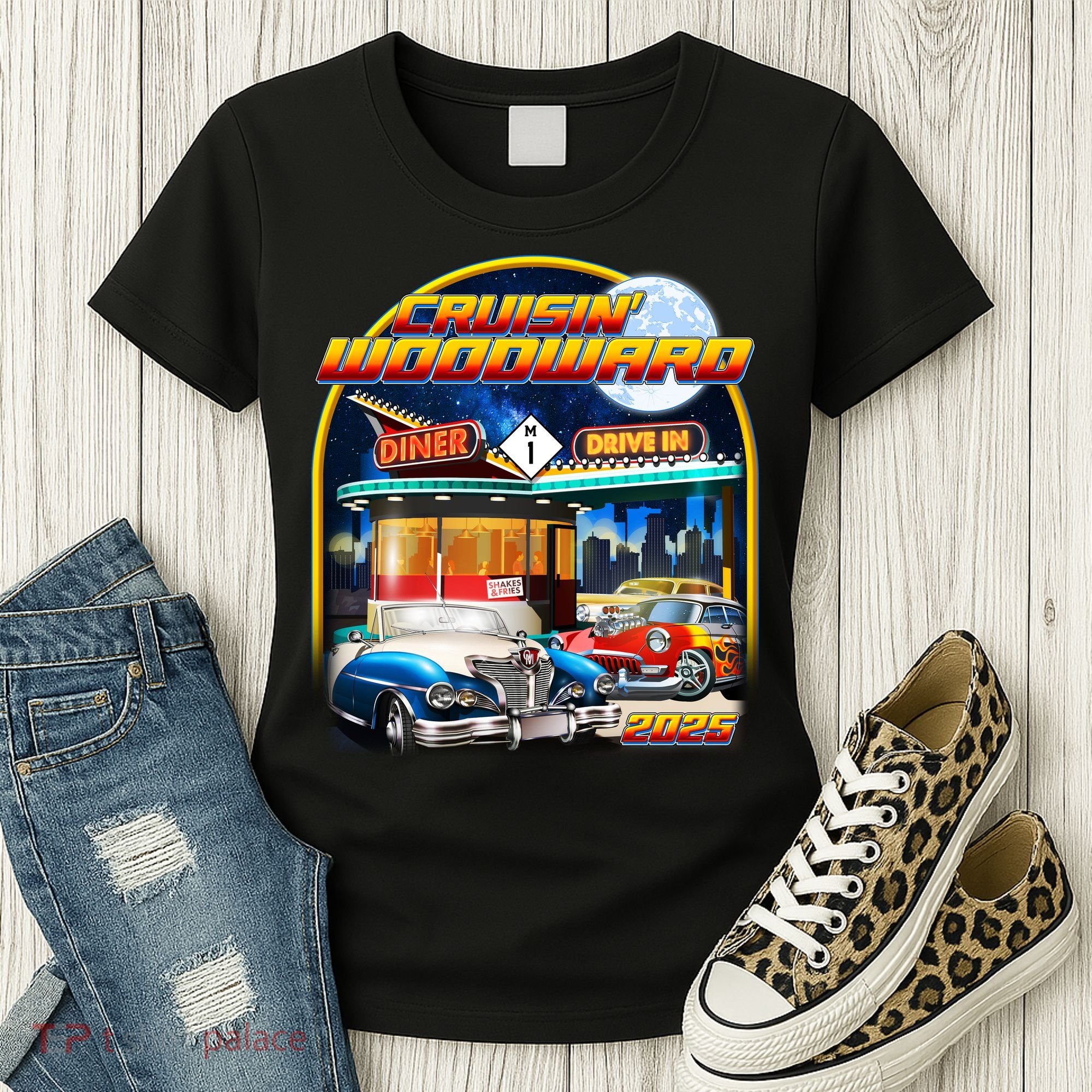 Cruisin Woodward Classic Cars Drive In Diner 2025 Women's T-Shirt