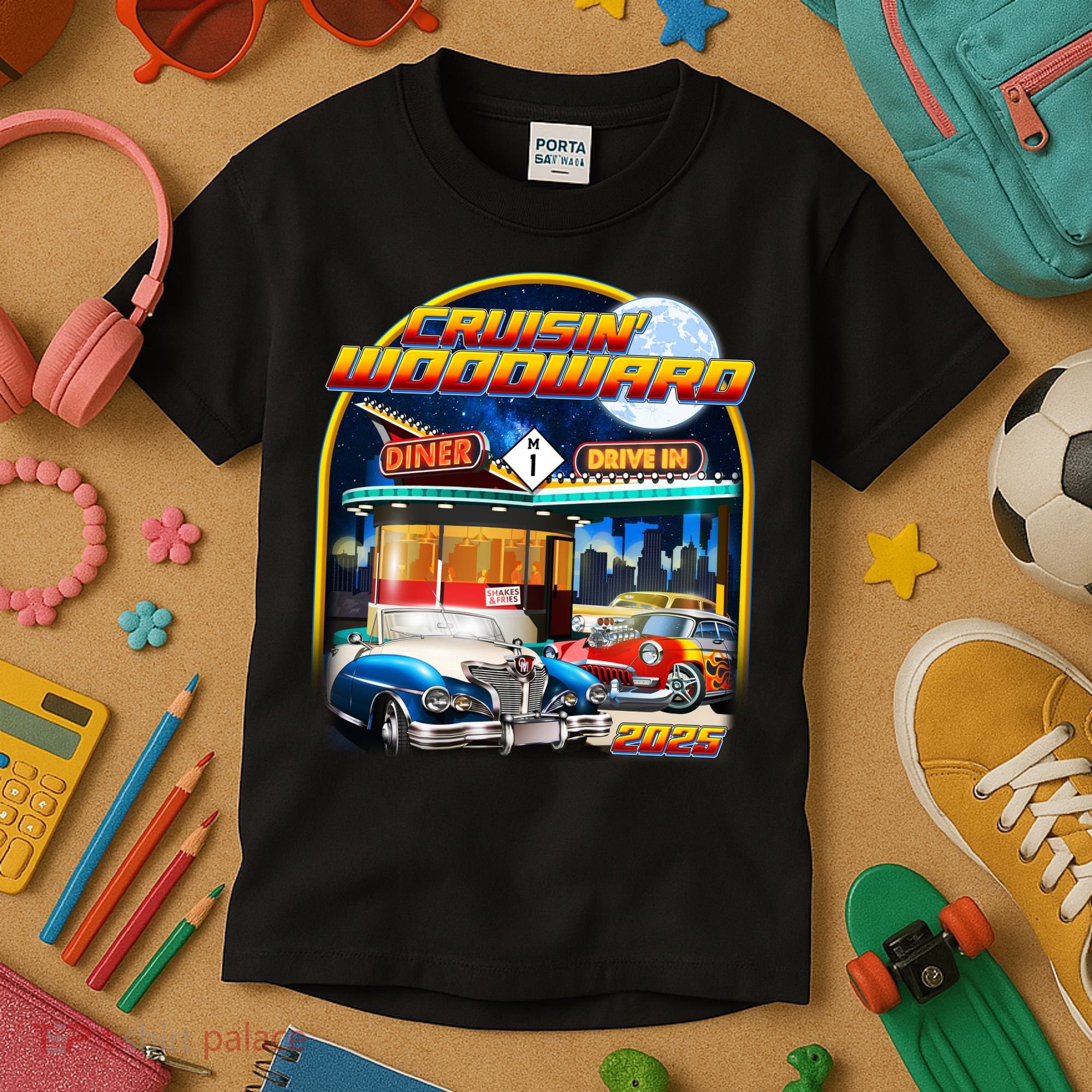 Cruisin Woodward Classic Cars Drive In Diner 2025 Kids T-Shirt