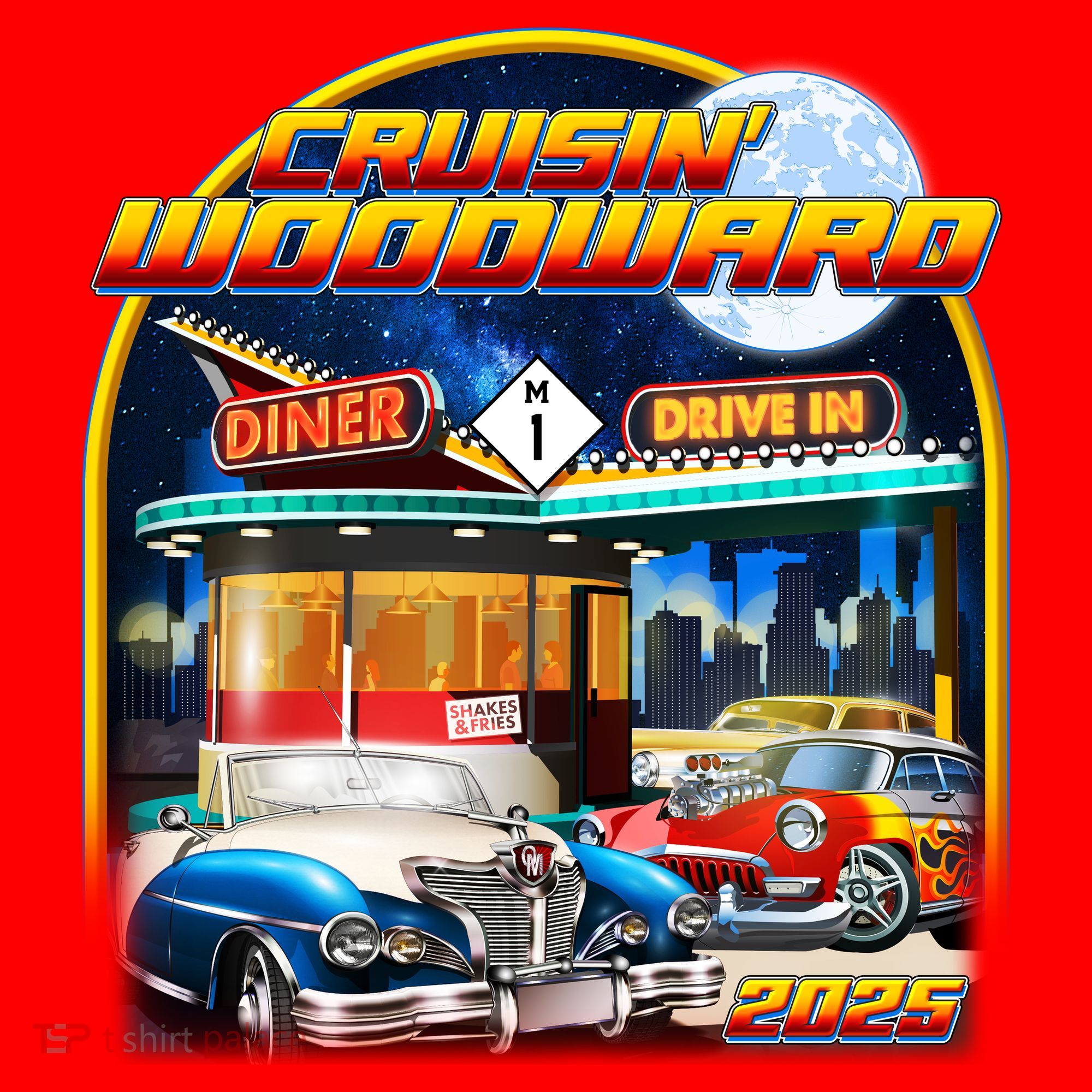 Cruisin Woodward Classic Cars Drive In Diner 2025 Santa Hat