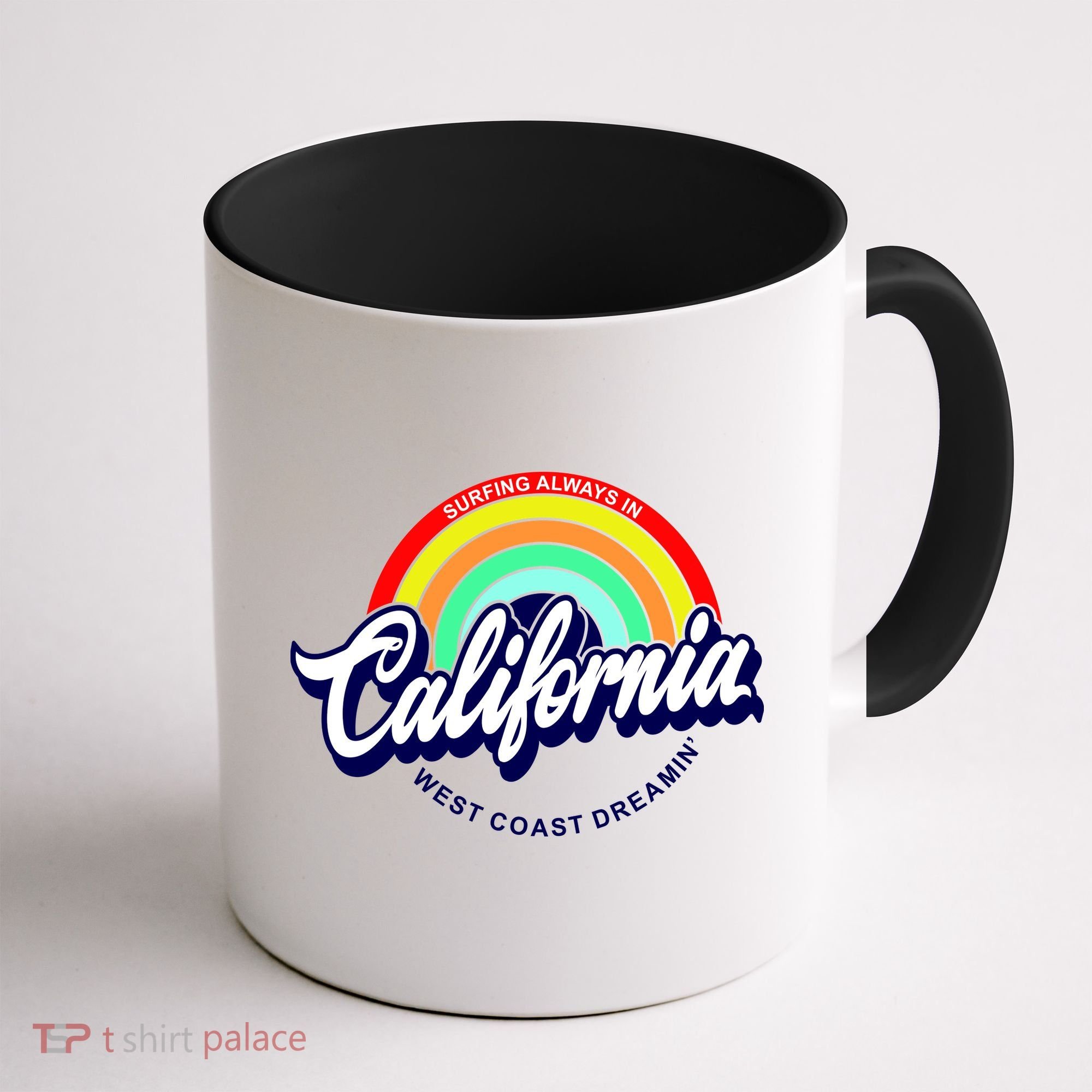 California West Coast Dreamin Retro Rainbow Coffee Mug