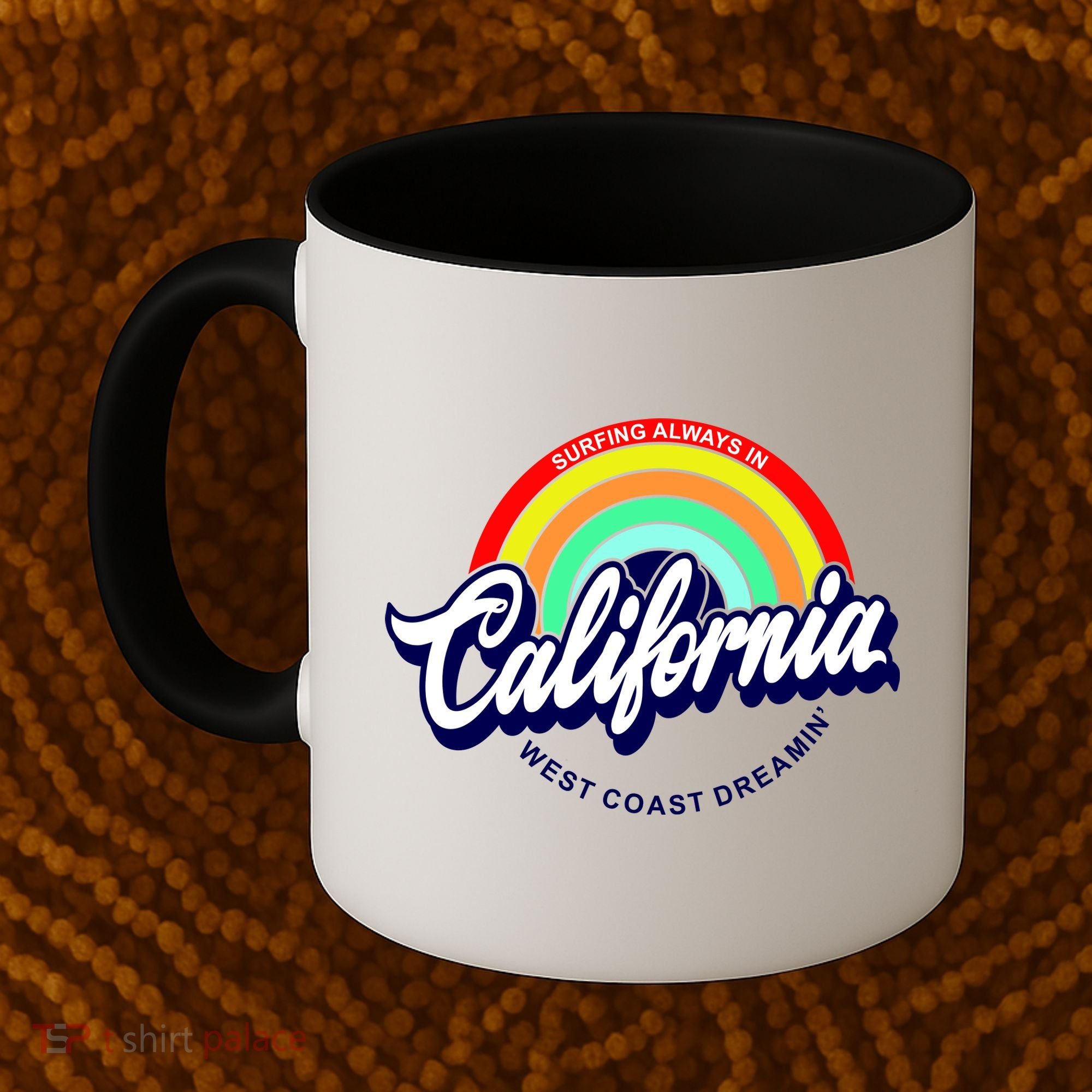 California West Coast Dreamin Retro Rainbow Coffee Mug