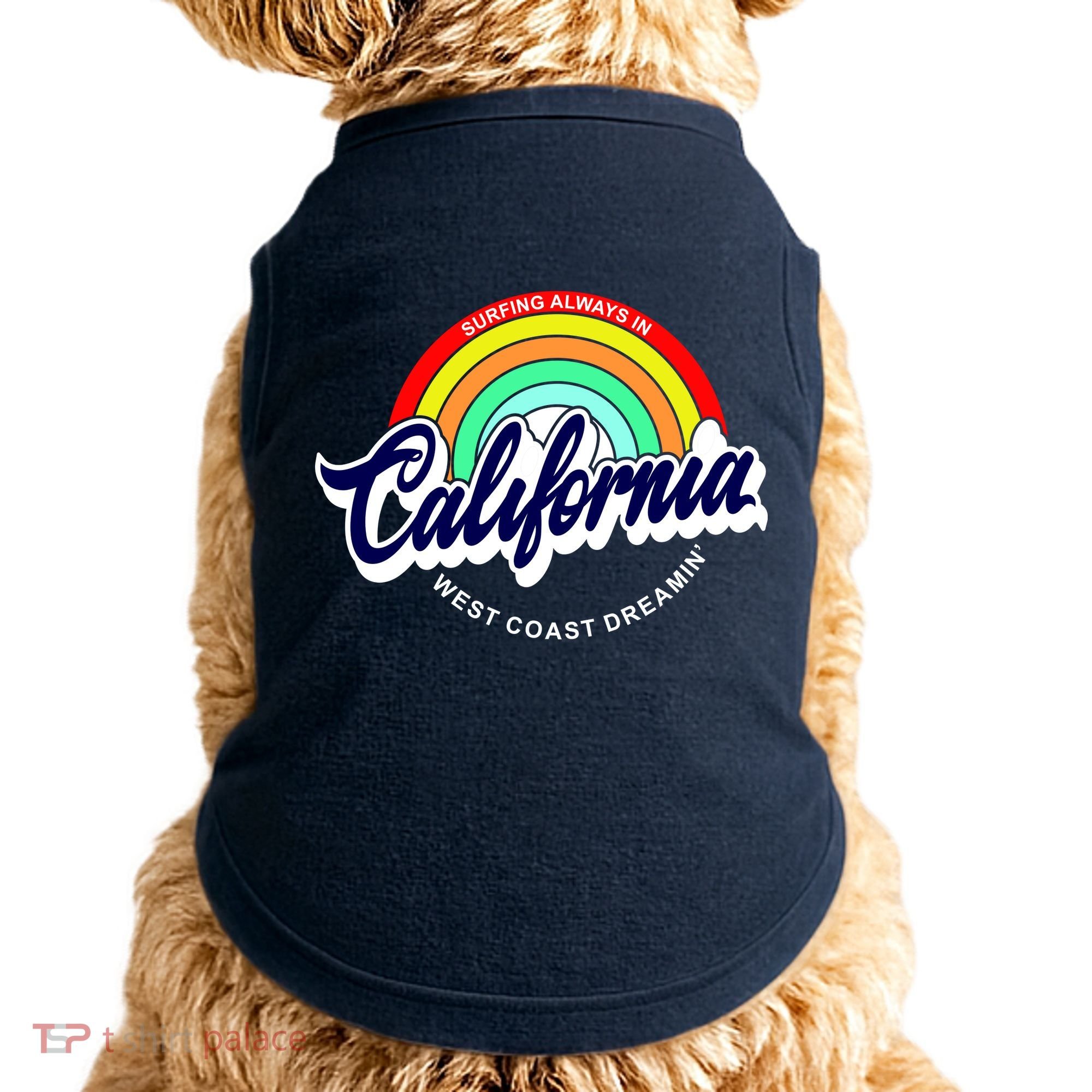 California West Coast Dreamin Retro Rainbow Doggie Tank