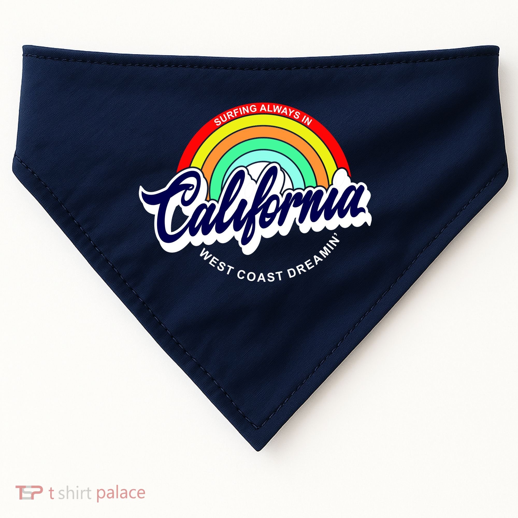 California West Coast Dreamin Retro Rainbow USA-Made Doggie Bandana