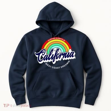 California West Coast Dreamin Retro Rainbow Hoodie